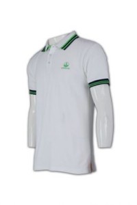 W157 訂造polo運動衫 設計功能性運動衫  印製LOGO polo運動衫專門店    白色  撞色綠色領、袖口